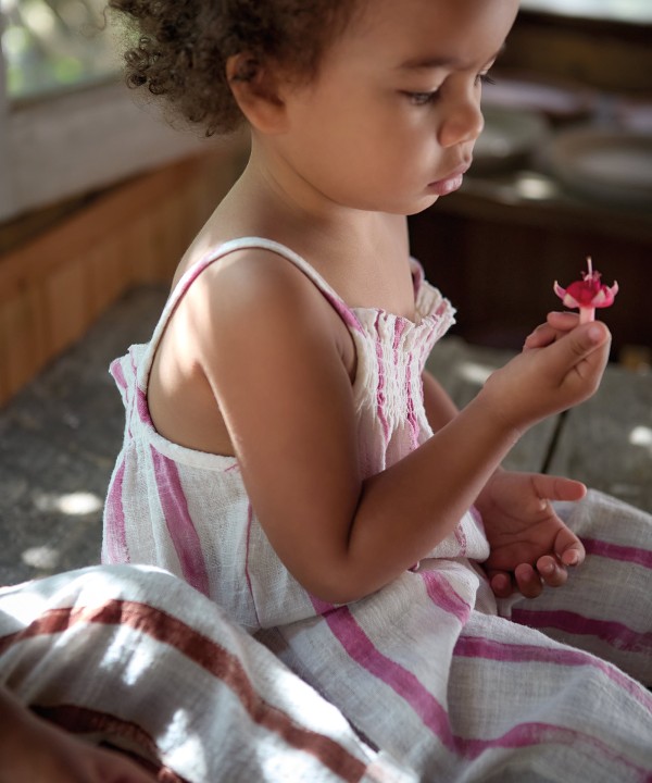 Combinaison en tissu avec imprimé à rayures