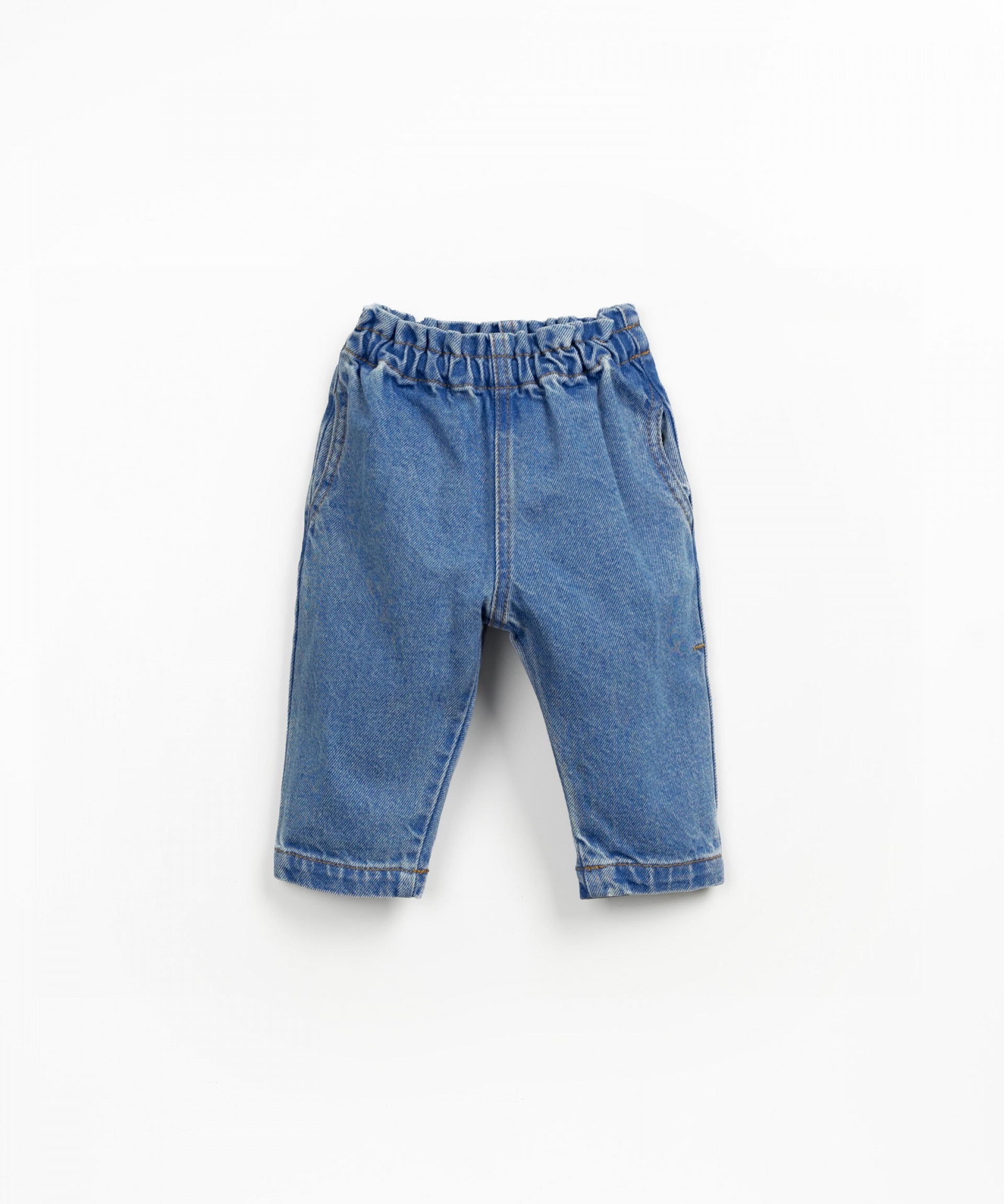 Denim trousers with elastic waist