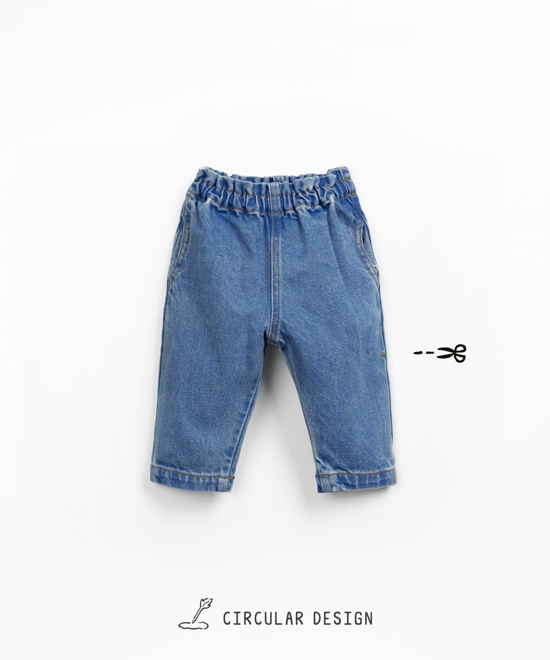 Denim trousers with elastic waist