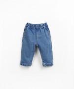 Denim trousers with elastic waist