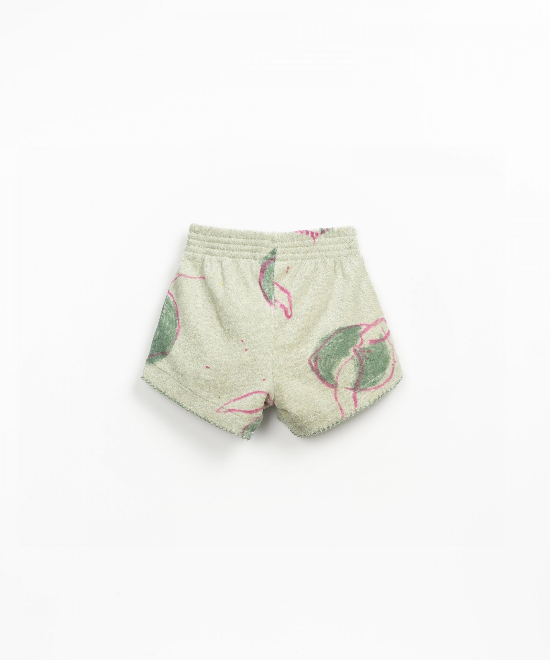 Plush knit shorts with print
