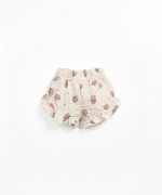 Shorts with print and decorative drawstring