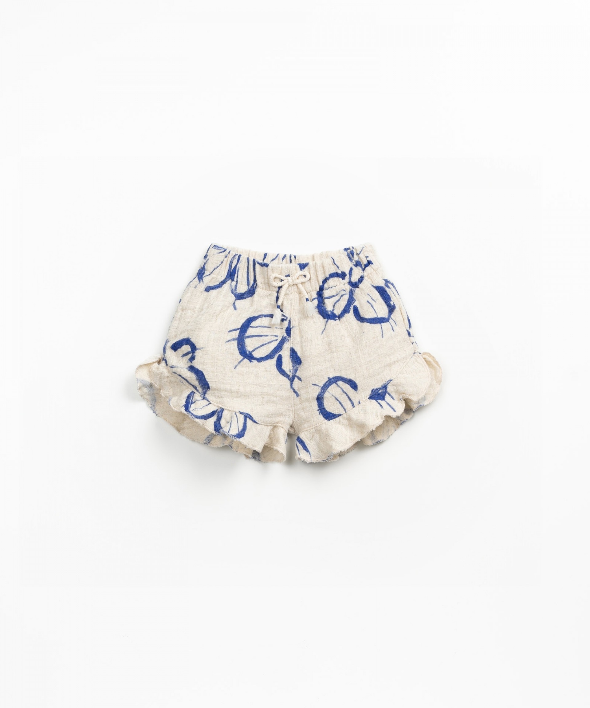Shorts with print and decorative drawstring