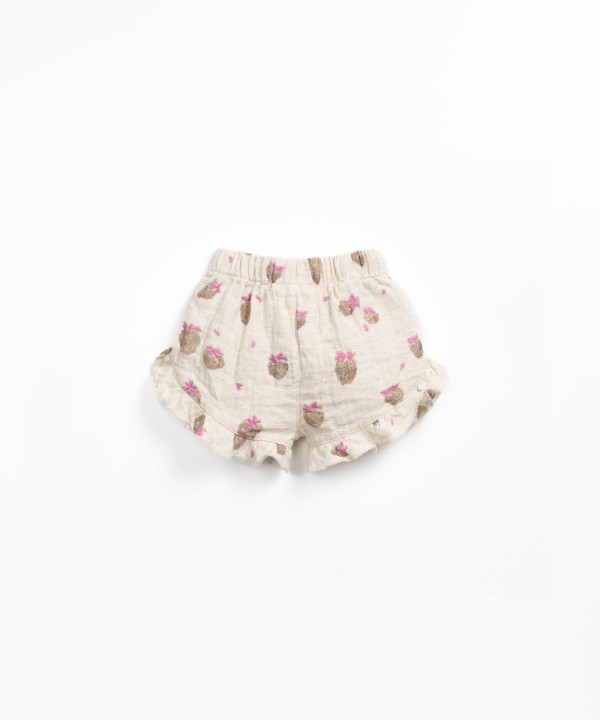 Fabric shorts with strawberry print