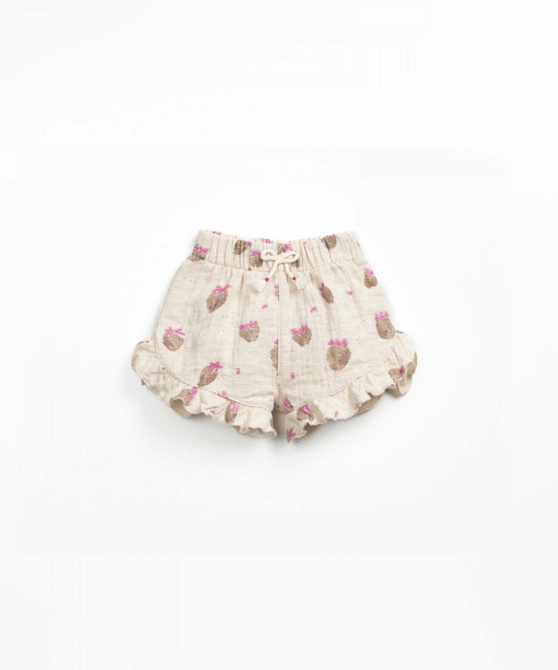 Shorts with print and decorative drawstring