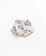 Shorts with print and decorative drawstring