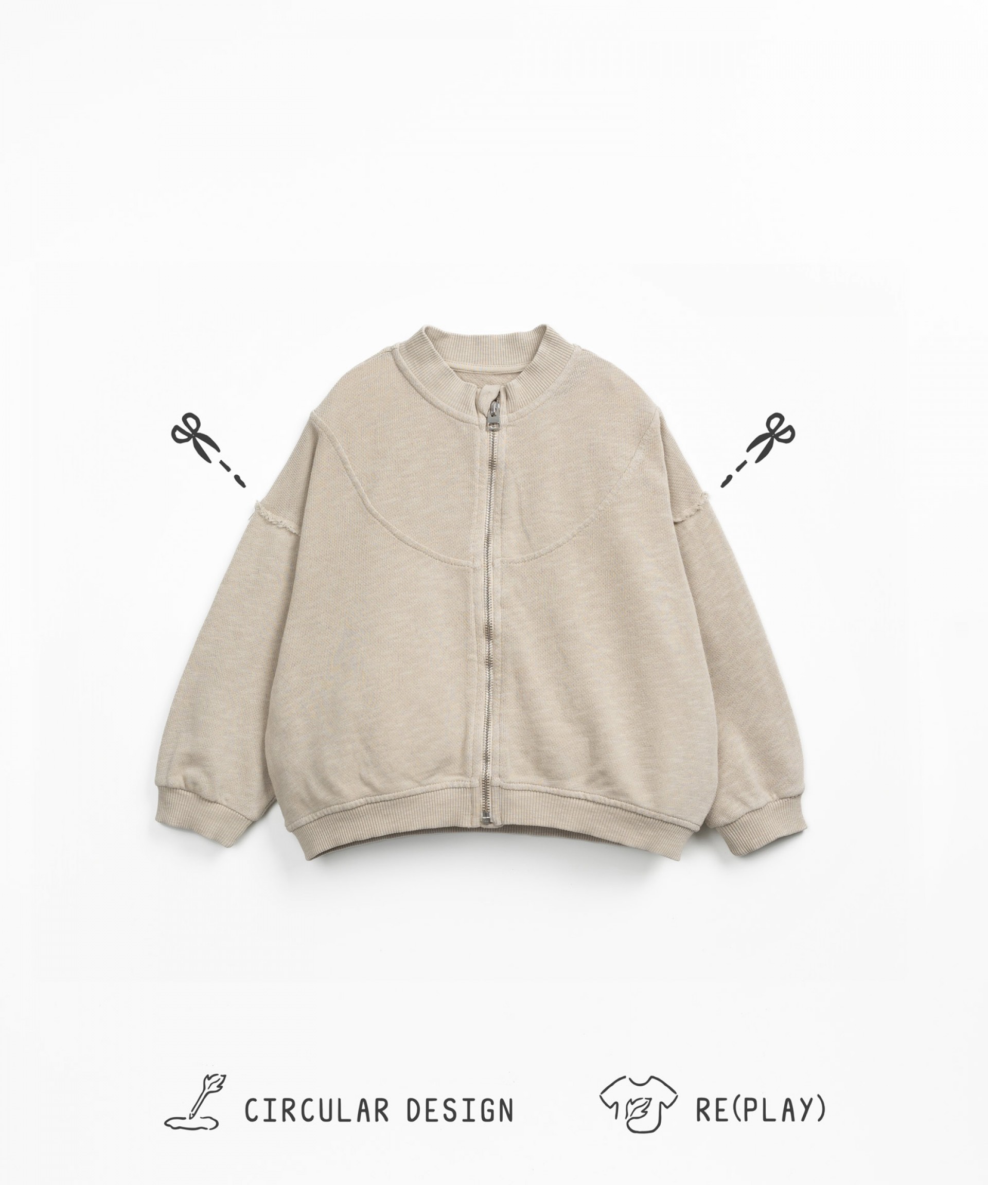 Knit jacket with raw-cut details