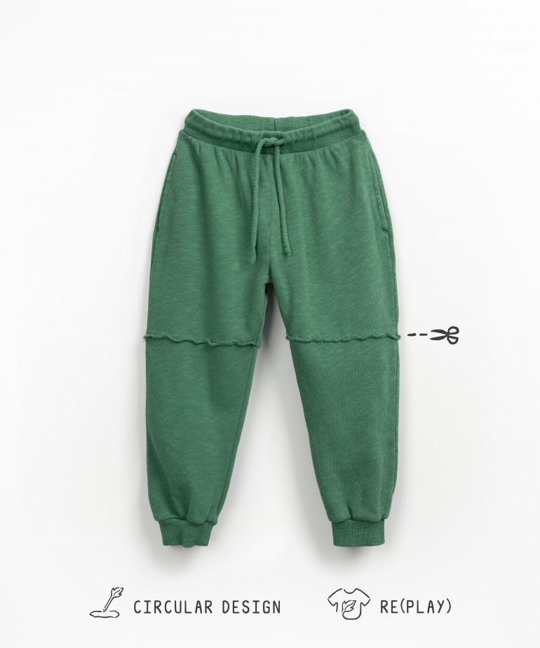 Wide-leg trousers in a cotton blend with elastic cuffs