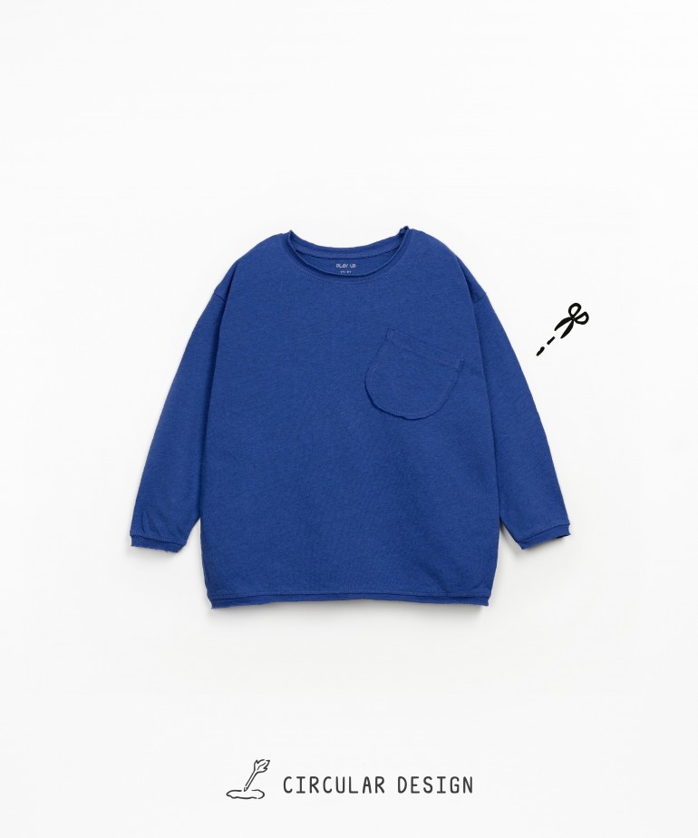 Long-sleeve t-shirt in organic cotton and linen blend