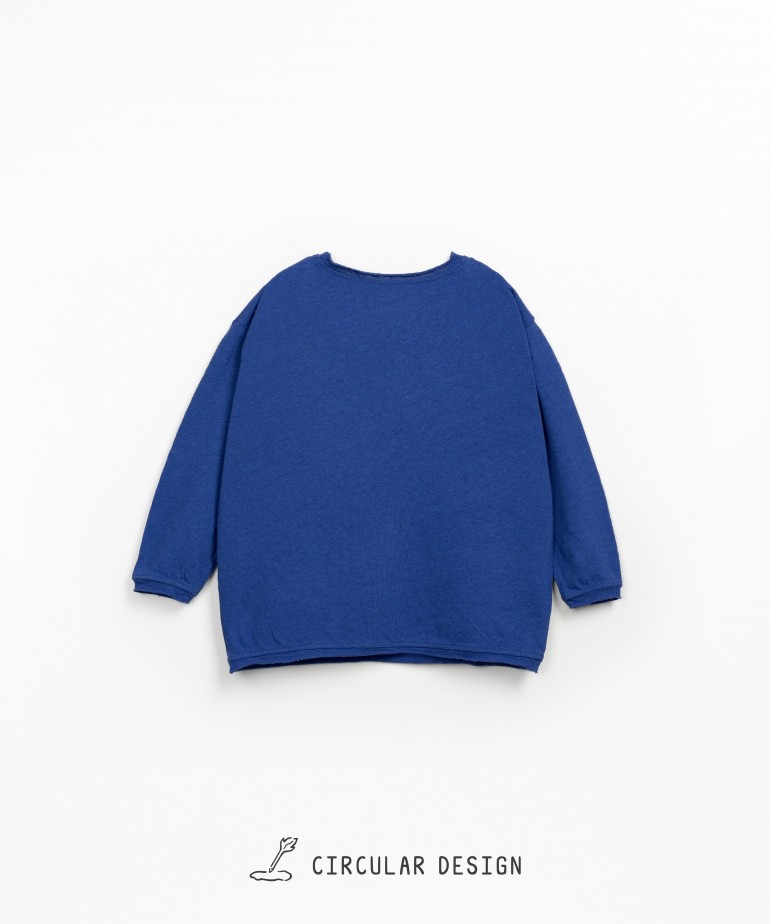 T-shirt a maniche lunghe in misto cotone biologico e lino