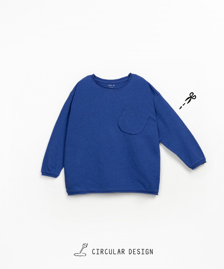 T-shirt a maniche lunghe in misto cotone biologico e lino