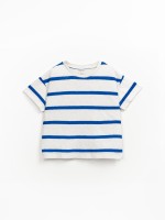 T-shirt a righe in misto cotone biologico e lino