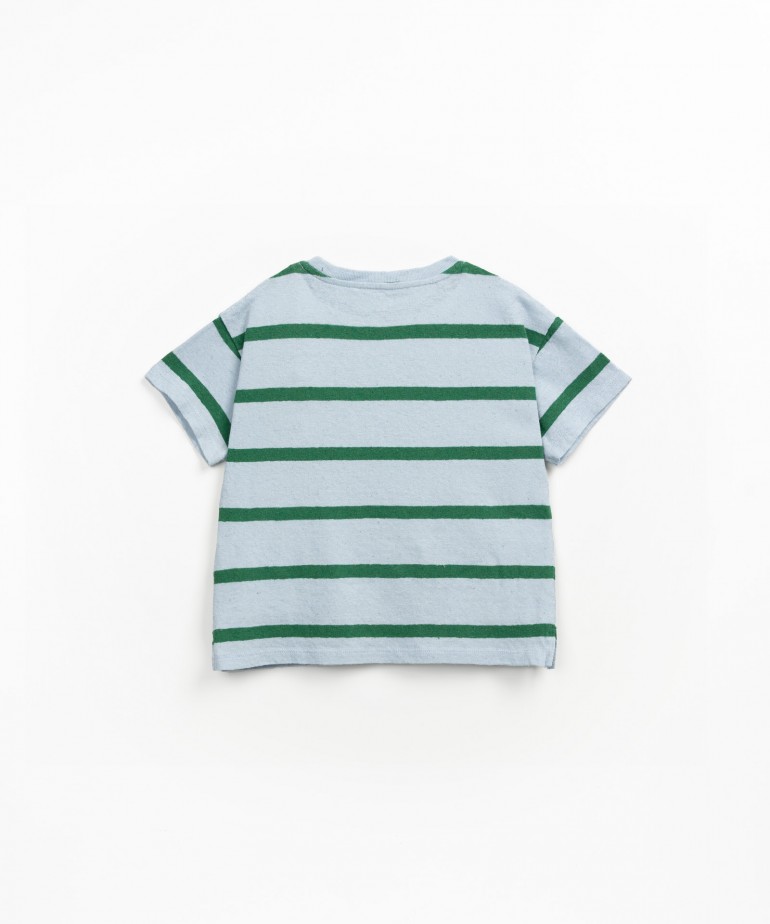 T-shirt a righe in misto cotone biologico e lino