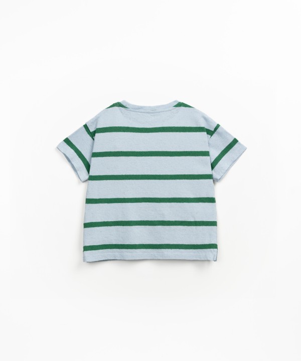 T-shirt à rayures en mélange de coton biologique et de lin