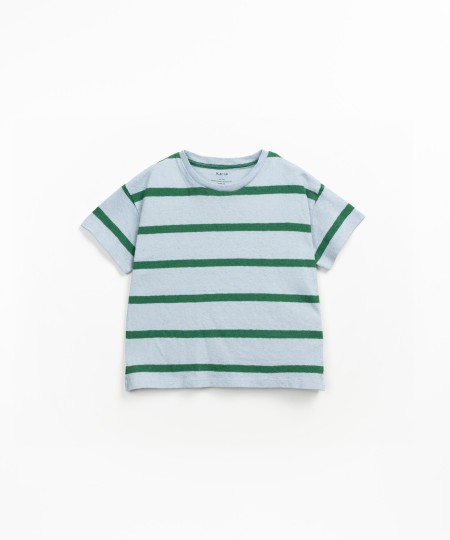 T-shirt à rayures en mélange de coton biologique et de lin