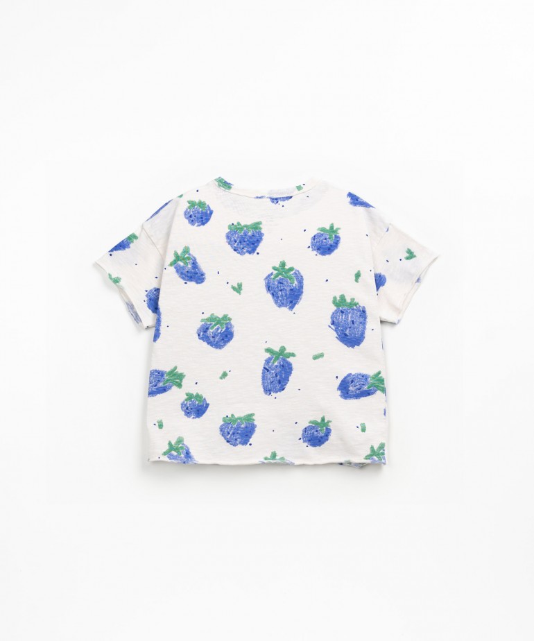 T-shirt in cotone biologico con stampa di fragole