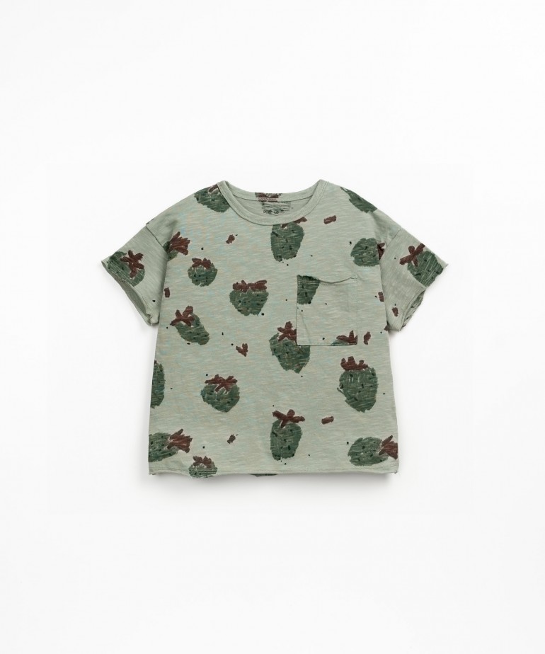 T-shirt in cotone biologico con stampa di fragole