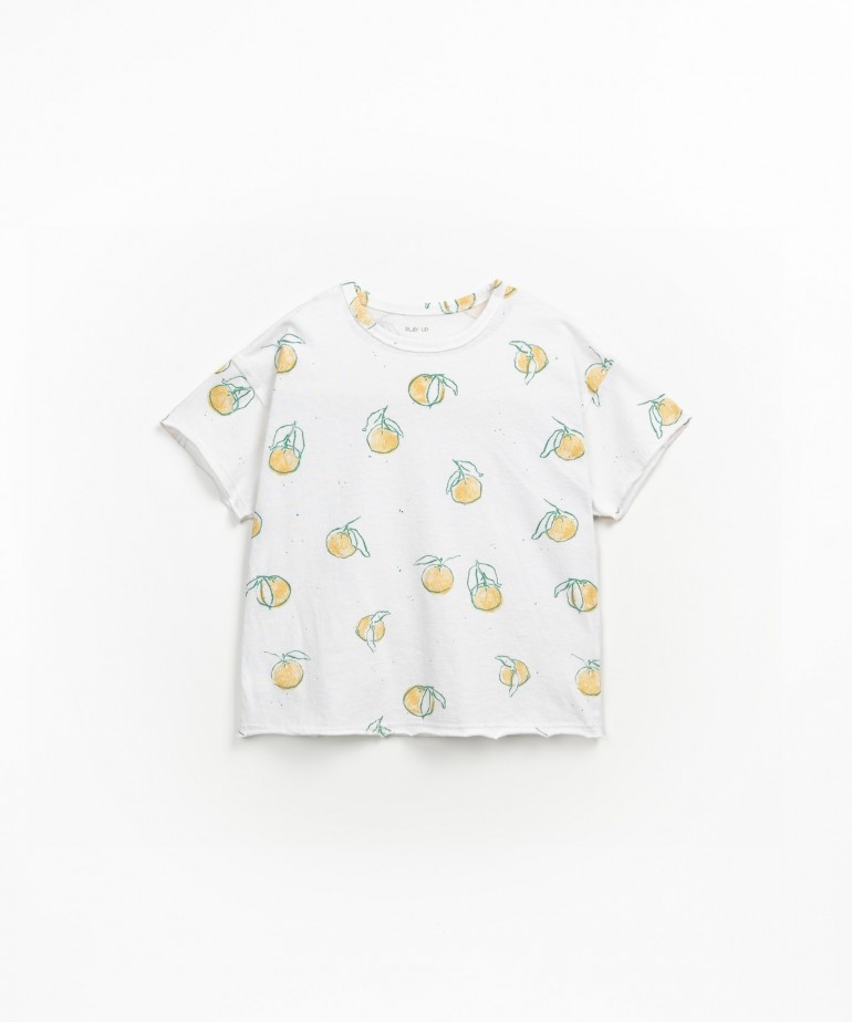 T-shirt en mlange de coton biologique et coton recycl avec imprim