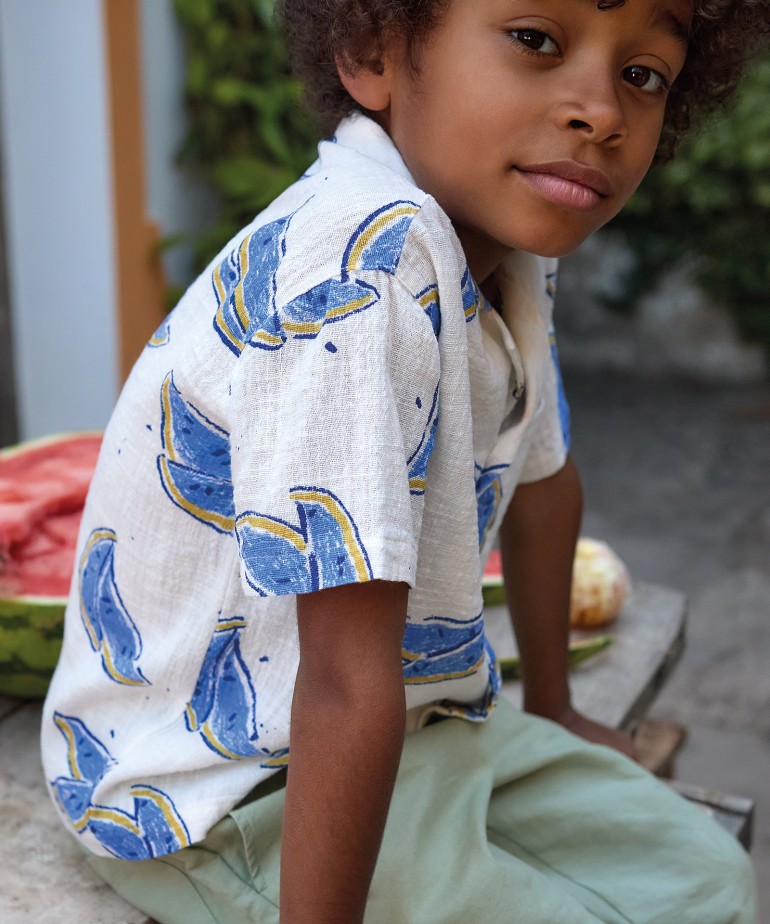 Organic cotton fabric shirt with print