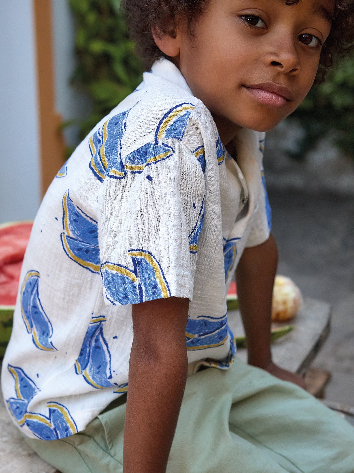 Camisa de tejido de algodón orgánico con estampado