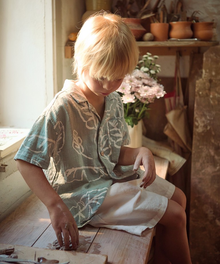 Organic cotton fabric shirt with print