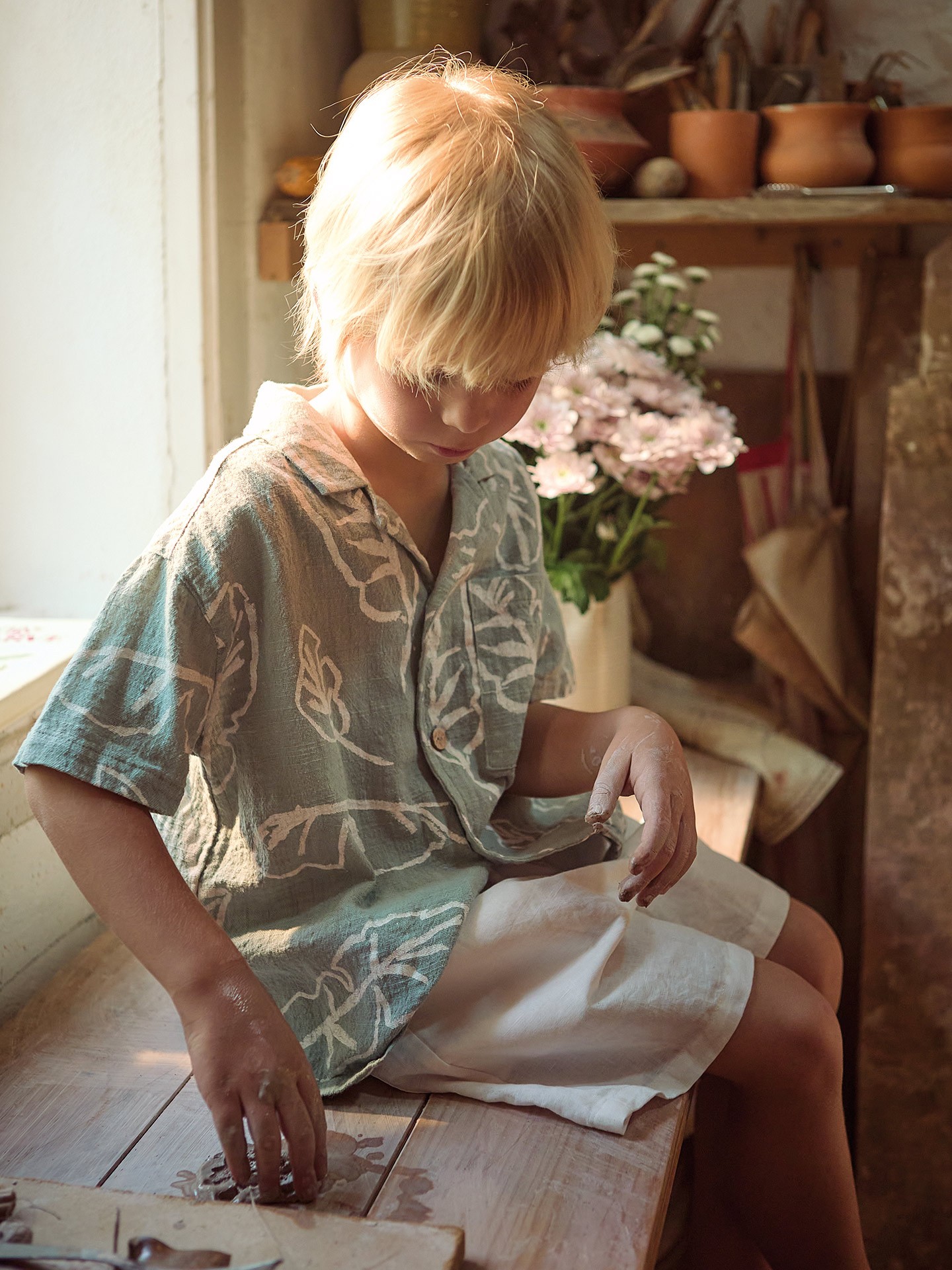 Camisa de tejido de algodón orgánico con estampado