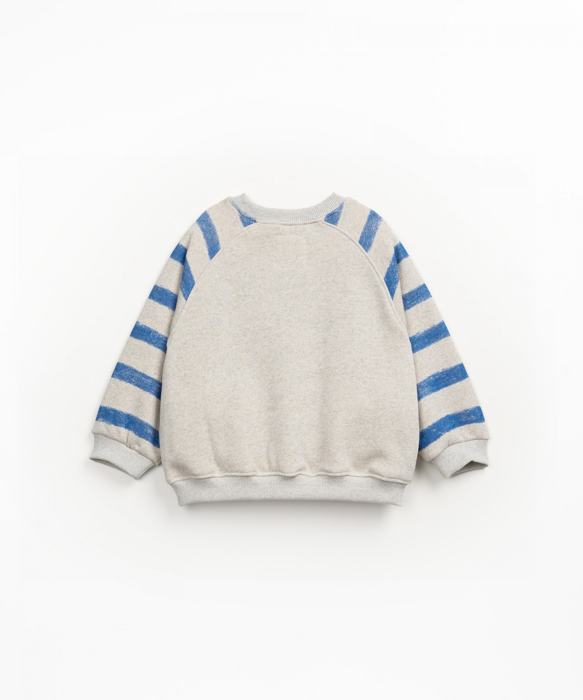 Cotton sweatshirt with striped sleeves