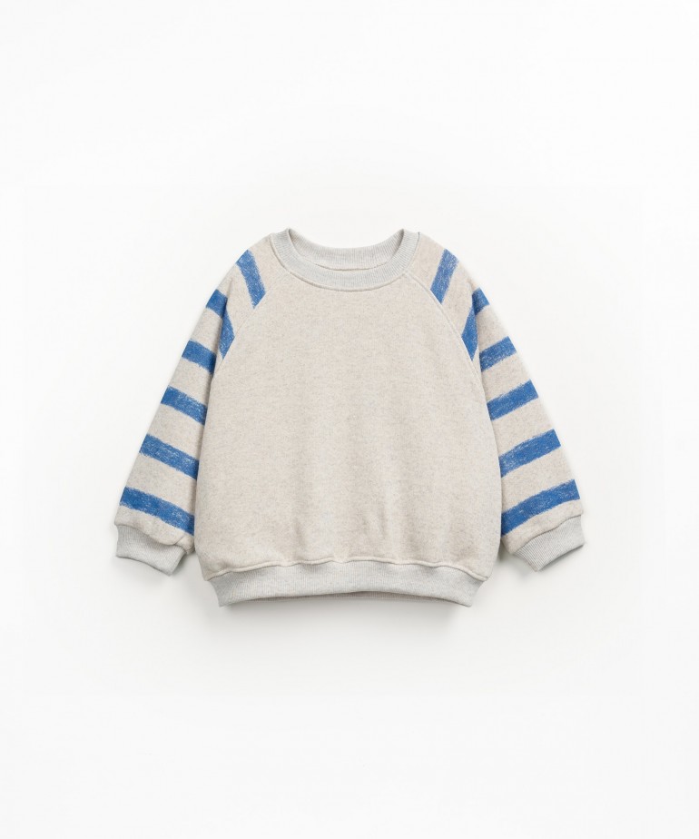 Cotton sweatshirt with raglan sleeves and wide stripes