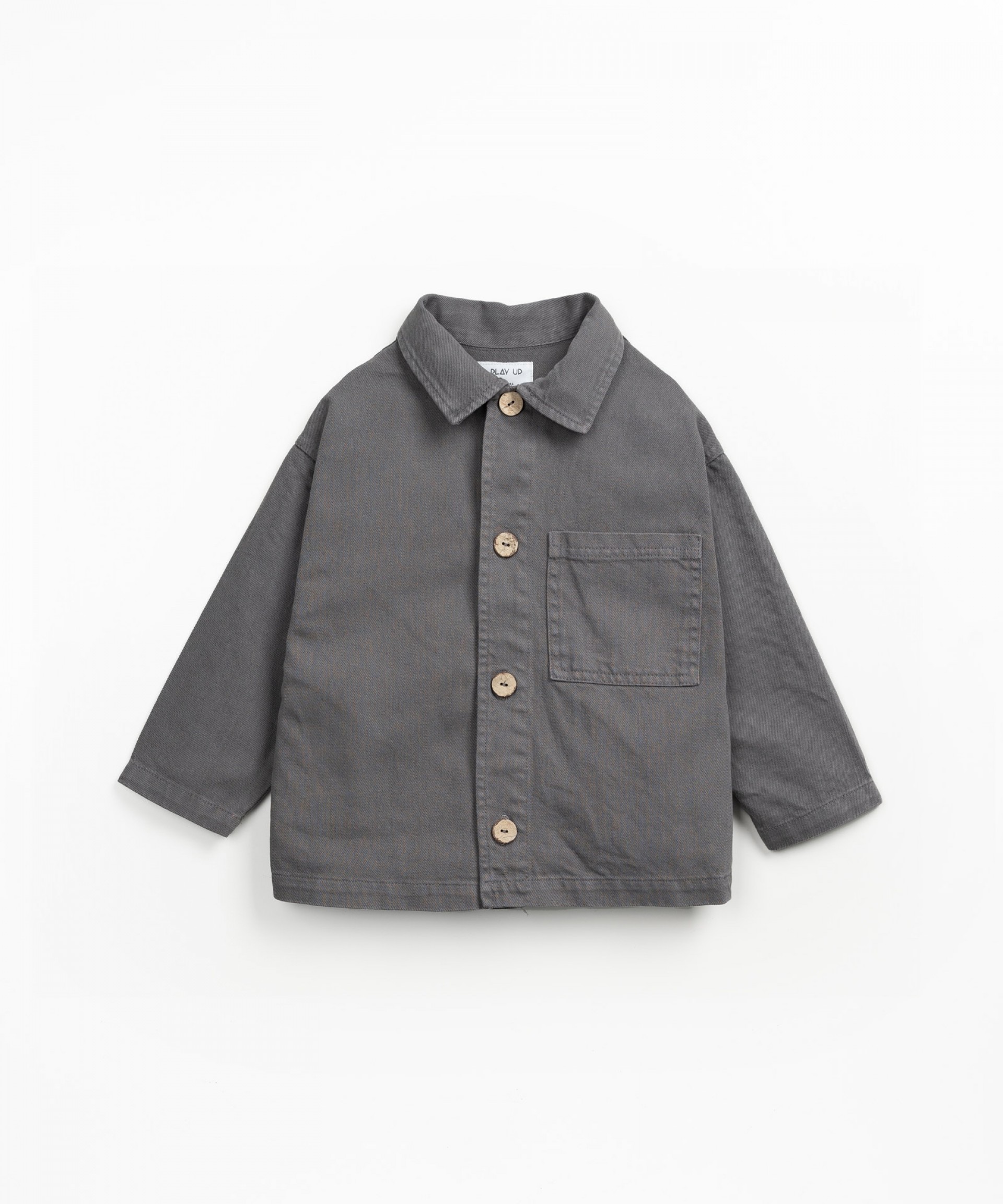 Cotton twill jacket with coconut buttons