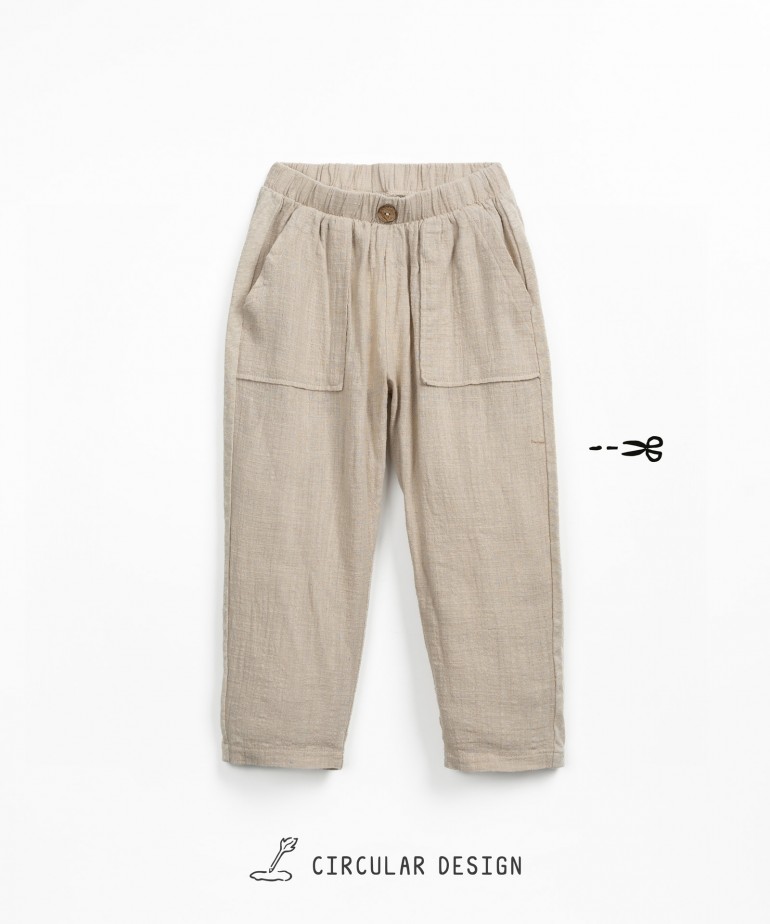 Wide-leg trousers in a blend of organic cotton and linen with pockets