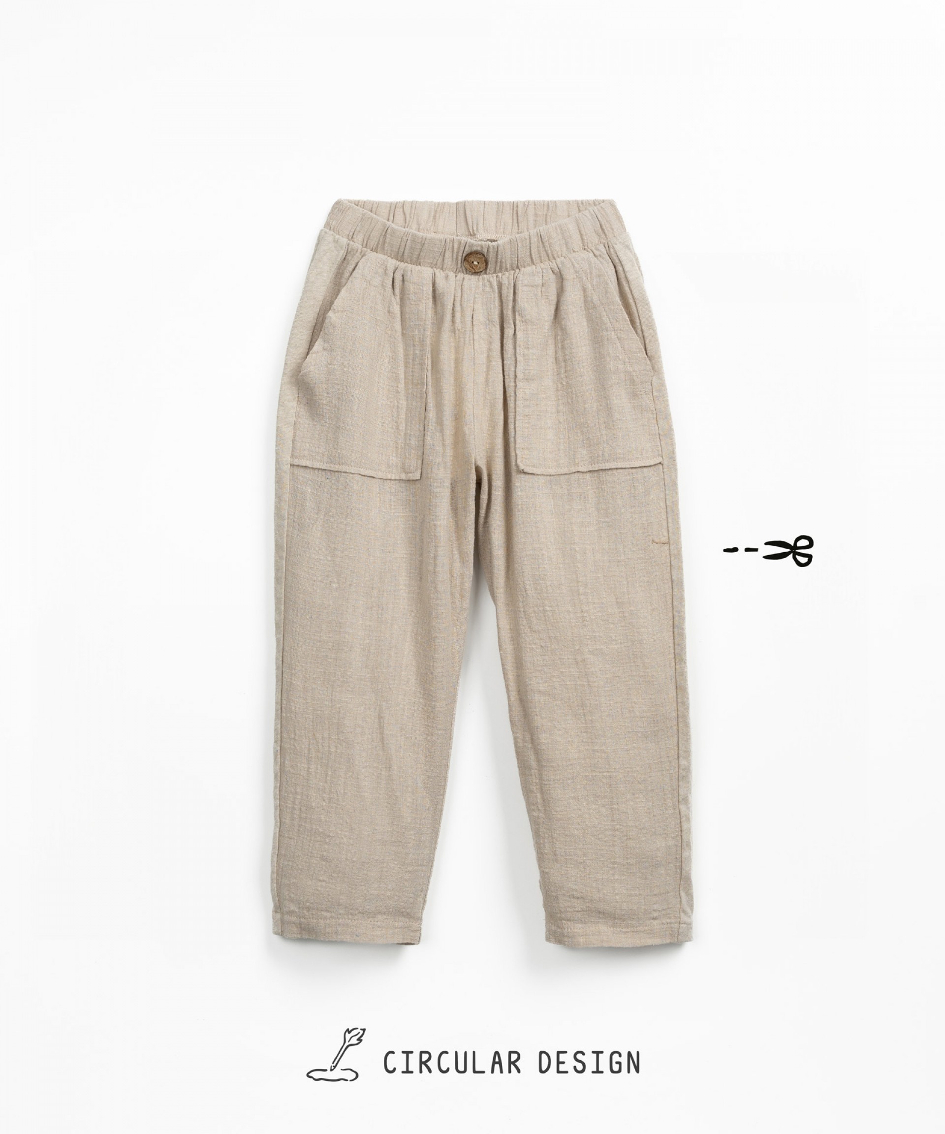 Trousers combining linen and organic cotton