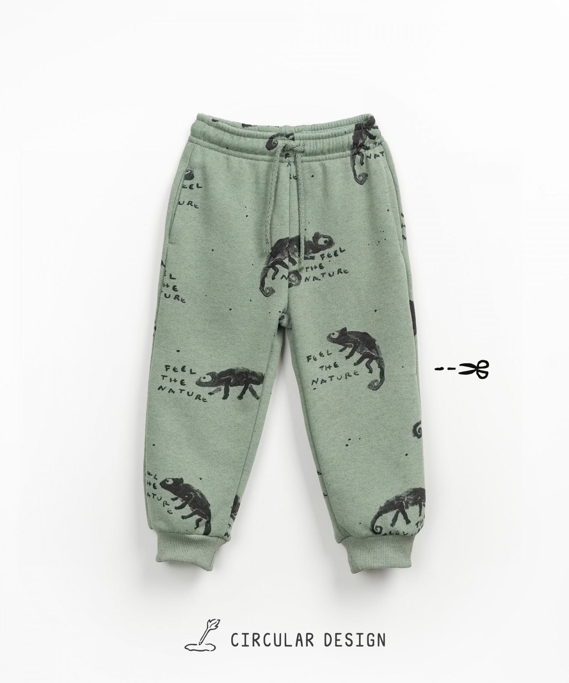 Jersey trousers with print and adjustable belt