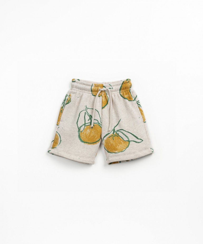 Cotton jersey shorts with orange print