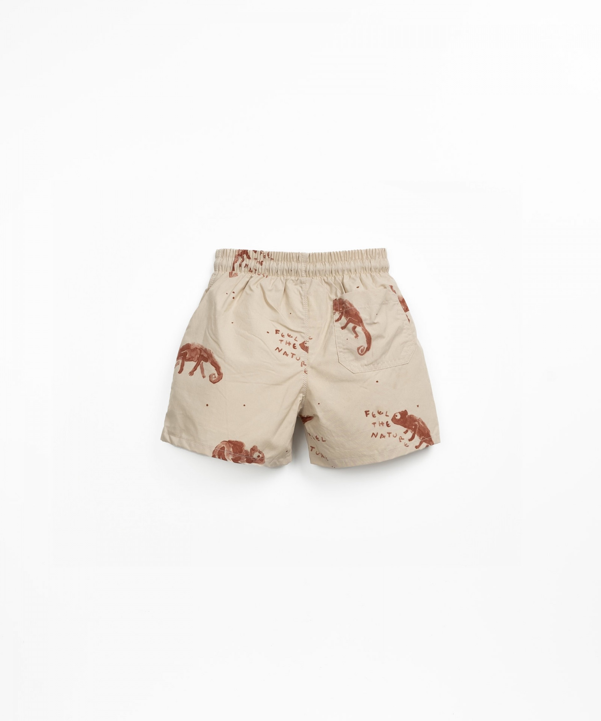 Swim shorts with chameleon print