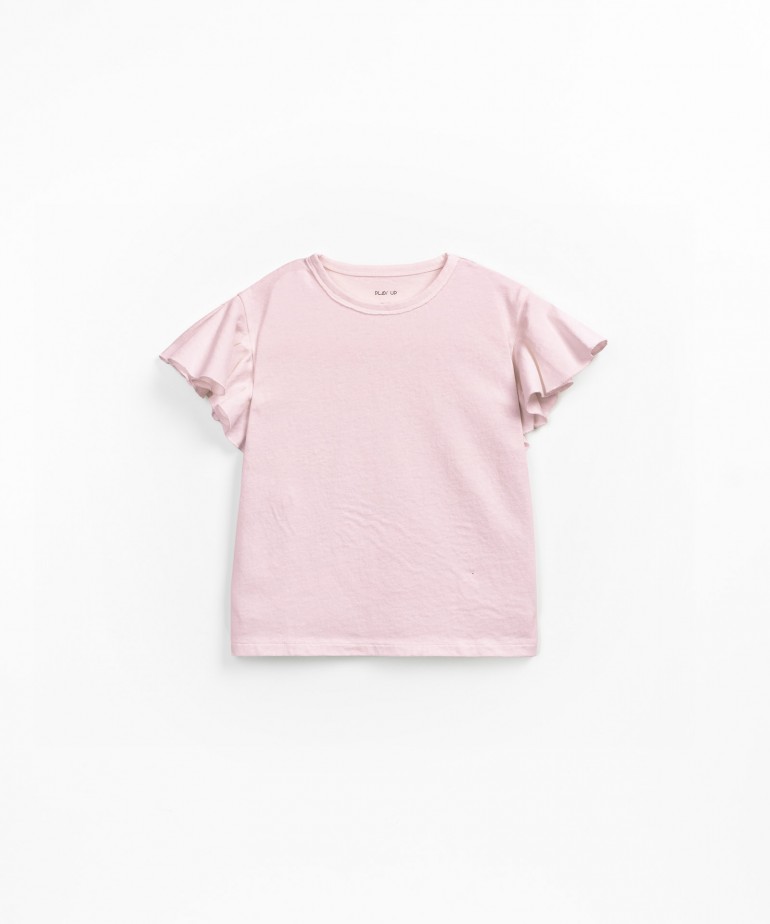 T-shirt in organic and recycled cotton jersey with side ruching