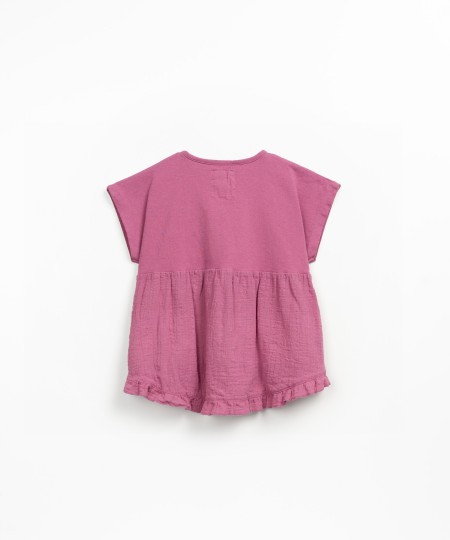 Túnica com mistura de malha e tecido