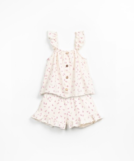 Pijama em algod�o org�nico e algod�o reciclado com estampado de p�ras