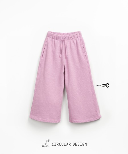 Trousers in a mixture of natural and recycled fibers with decorative drawstring