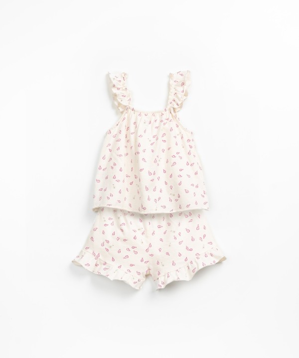 Pijama en algod�n org�nico y algod�n reciclado con estampado de peras