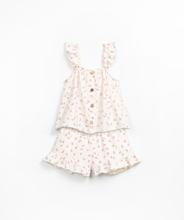 Pijama en algod�n org�nico y algod�n reciclado con estampado de peras