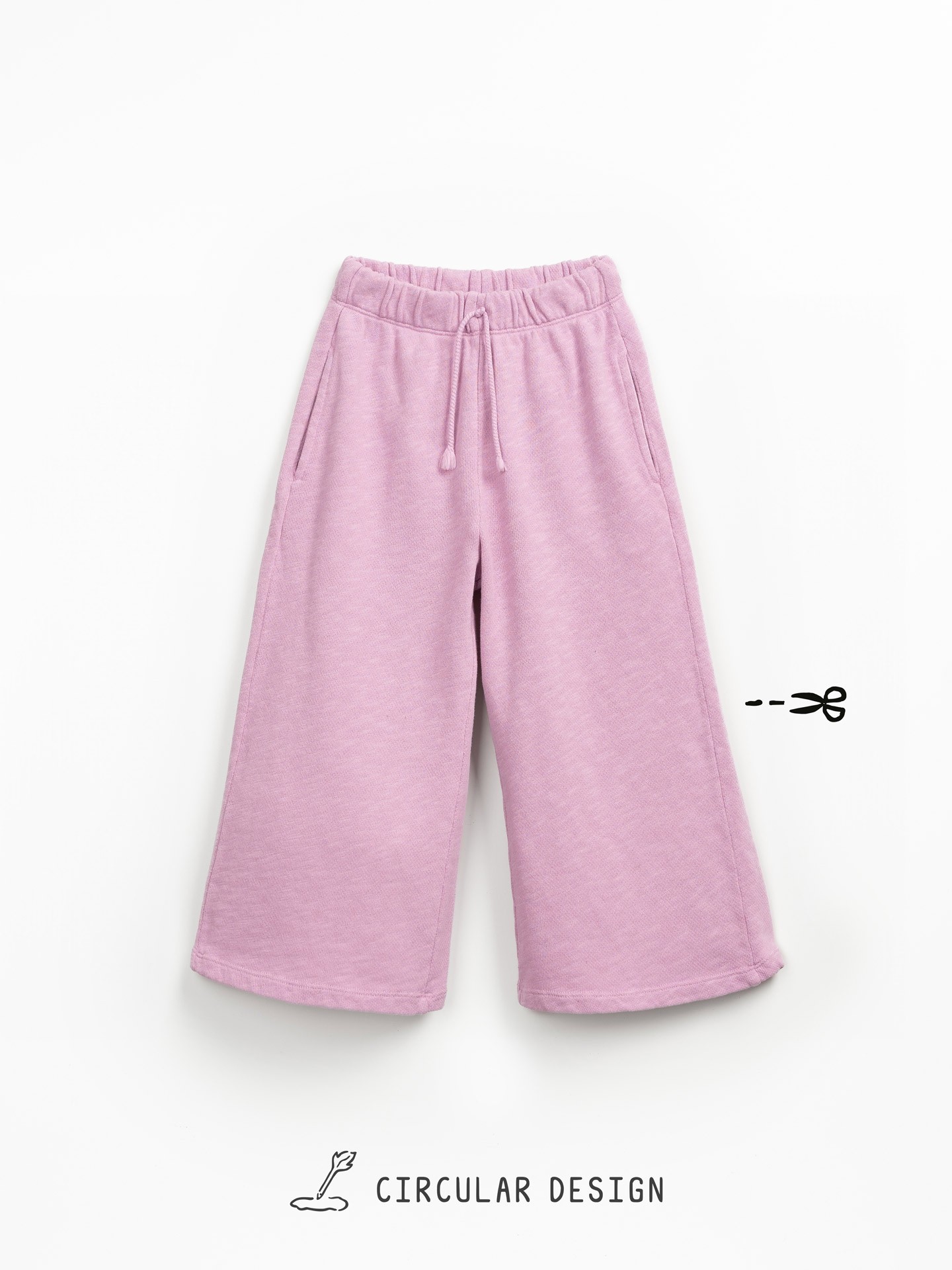 Trousers in a mixture of natural and recycled fibers with decorative drawstring