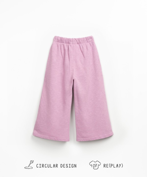 Trousers in a mixture of natural and recycled fibers with decorative drawstring