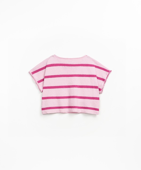 Camiseta a rayas en mezcla de algod�n org�nico y lino