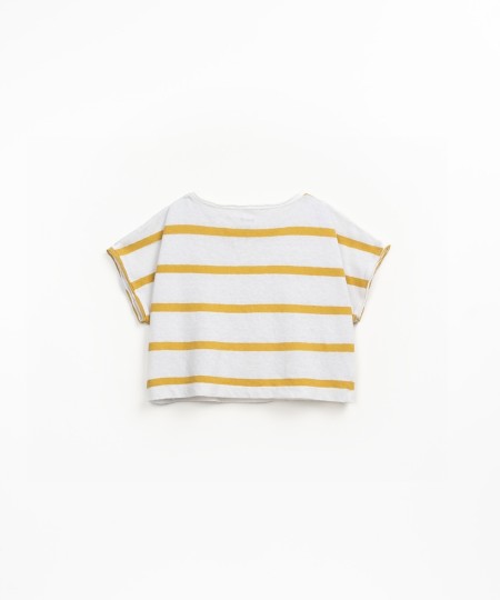 T-shirt a righe in misto cotone biologico e lino