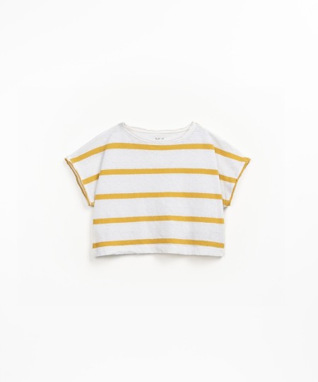 Striped t-shirt in a blend of organic cotton and linen