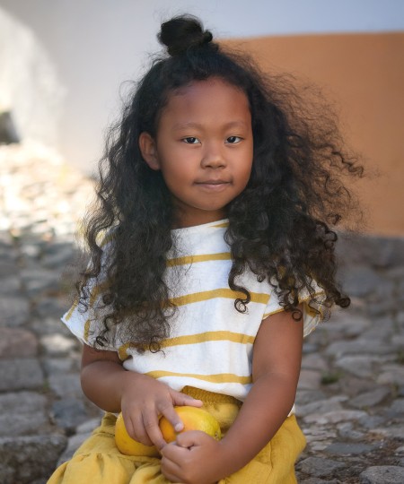 T-shirt � rayures en m�lange de coton biologique et lin