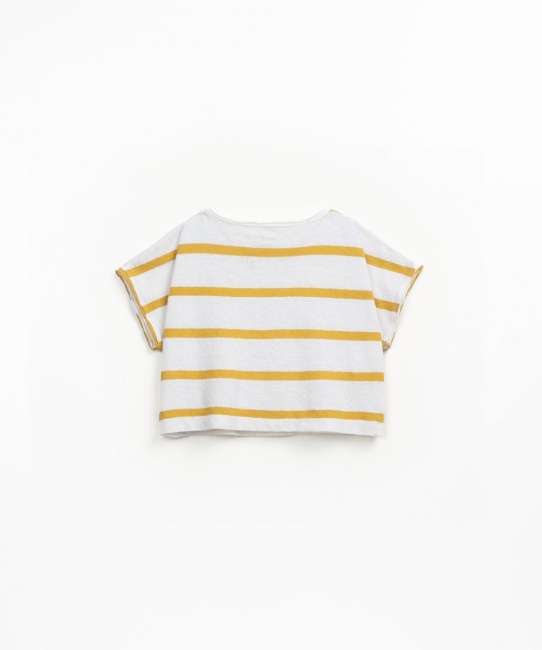 T-shirt a righe in misto cotone biologico e lino