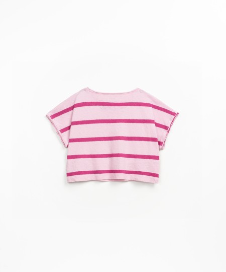 T-shirt a righe in misto cotone biologico e lino