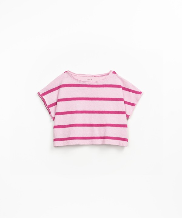 Camiseta a rayas en mezcla de algod�n org�nico y lino