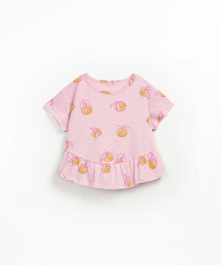 Organic cotton and linen t-shirt with fruit print
